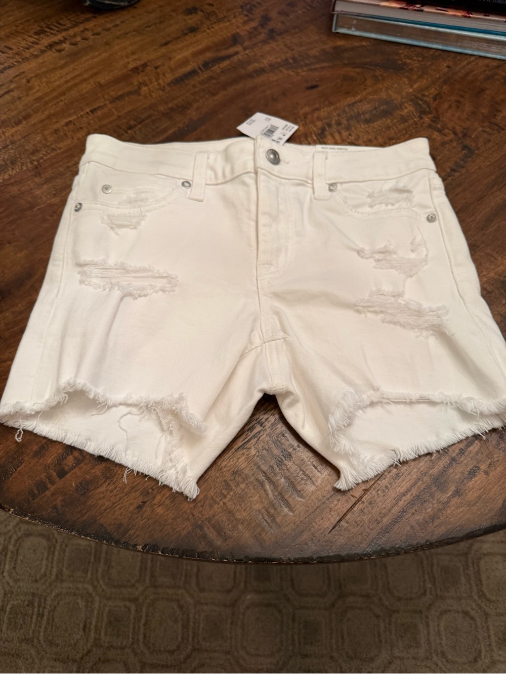 American Eagle Outfitters White Distressed Denim Cutoff Shorts